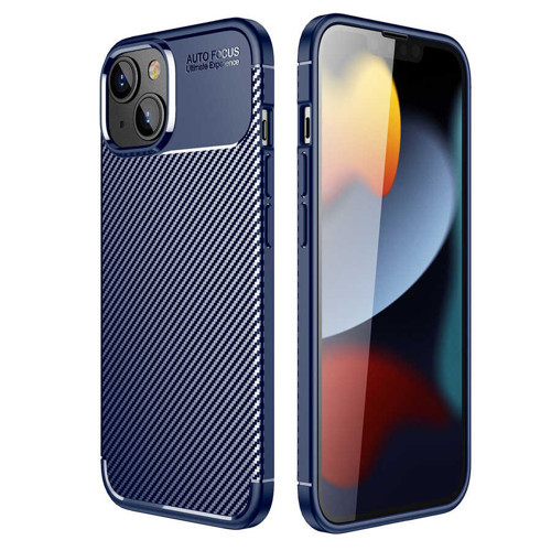 iPhone 14 Kılıf Karbon Görünümlü Silikon Kamera Korumalı Üstün Koruma Maks
