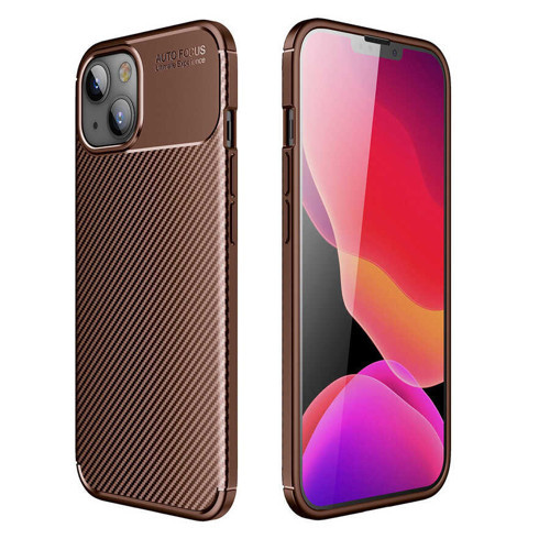 iPhone 13 Mini Kılıf Karbon Görünümlü Silikon Kamera Korumalı Üstün Koruma Maks