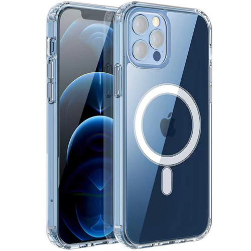 iPhone 12 Pro Max Kılıf Kalın Silikon MagSafe Kamera Yükseltili Şeffaf Maks