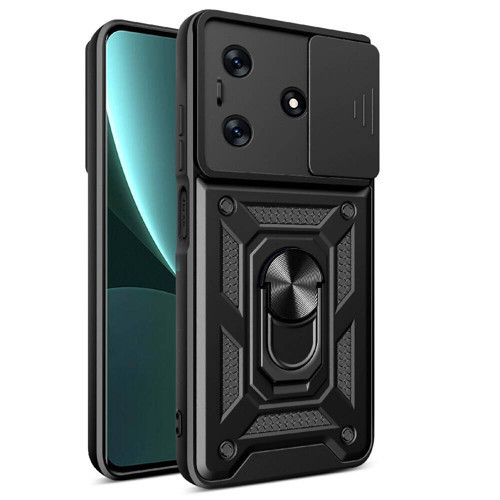 Tecno Spark 10C Kılıf Sürgülü Kamera Koruyucu Manyetik Standlı Tank Koruma Maks