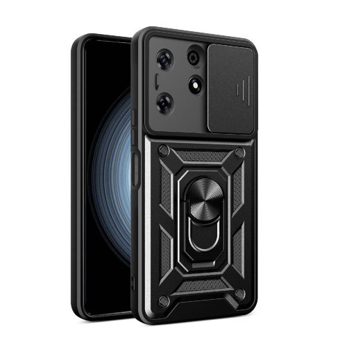 Tecno Spark 10 Pro Kılıf Sürgülü Kamera Koruyucu Manyetik Standlı Tank Koruma Maks