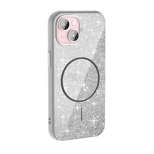 iPhone 15 Plus Kılıf Dökülmeyen Simli Silikon MagSafe Kamera Yükseltili Maks