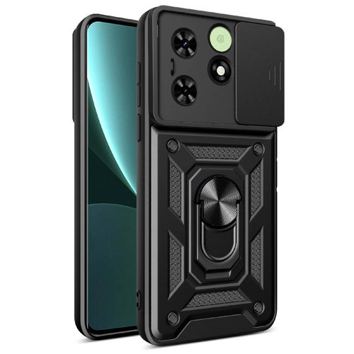 Tecno Spark 20 Kılıf Sürgülü Kamera Koruyucu Manyetik Standlı Tank Koruma Maks