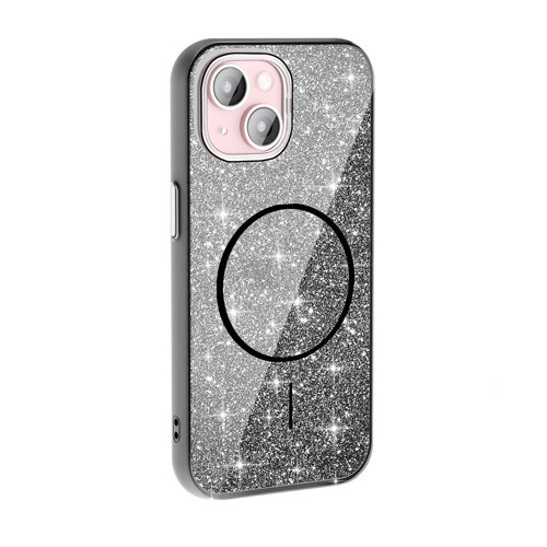 iPhone 15 Plus Kılıf Dökülmeyen Simli Silikon MagSafe Kamera Yükseltili Maks