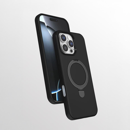 iPhone 16 Pro Max Kılıf 360 Derece Döner Standlı MagSafe Kamera Lens Korumalı Silikon Maks