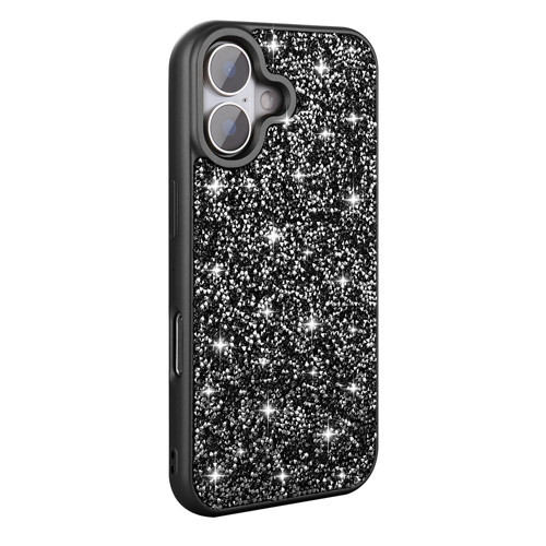 iPhone 16 Plus Kılıf Simli Pırlanta Taşlı Kamera Yükseltili Silikon Maks