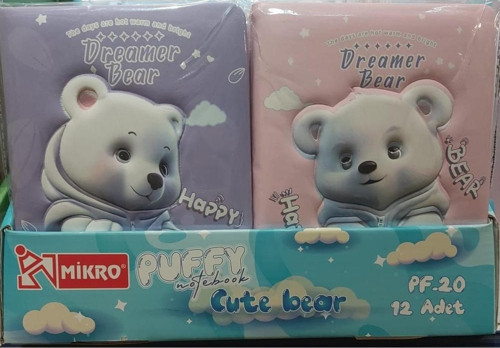 Not Defteri Puffy Cute Bear Girl 96 Yaprak Pf-20 (Karışık Renk 1 Adet)