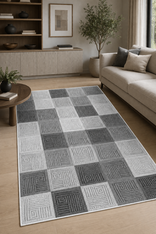 Modern Dijital Baskılı Halı Makinede Yıkanabilir Kaymaz Taban Oturma Odası Salon ve Yolluk halı