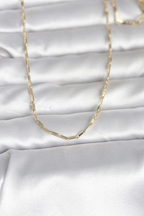 CM 14K Gold Renk İnce Ataç Zincir Model 60 cm Kadın Kolye TJ-BKO10983