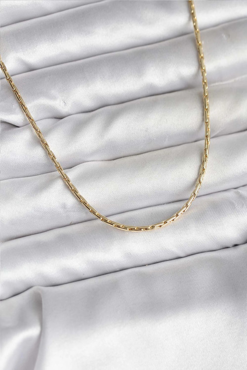 14K Gold Renk Kaplama İnce Zincir Model CM Kadın Kolye TJ-BKO10741