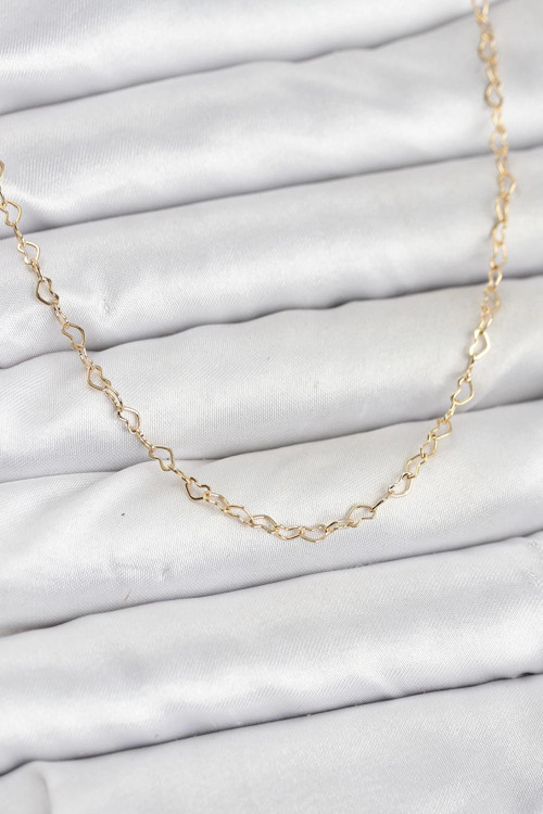 CM 14K Gold Renk Kalp Zincirli Kadın Kolye TJ-BKO10924