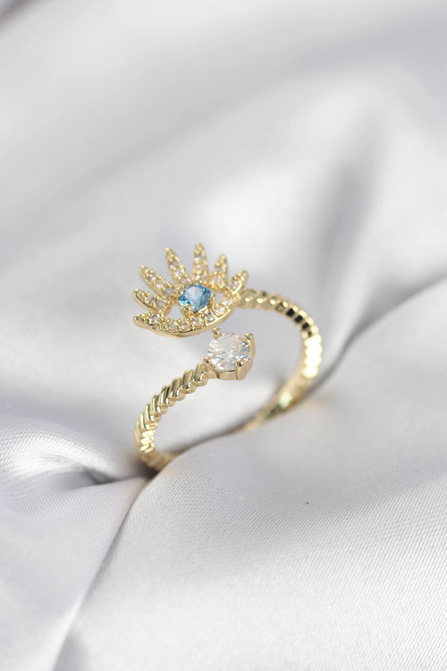 Gold Renk Göz Model Zirkon Taşlı Kadın Yüzük TJ-BYK4074