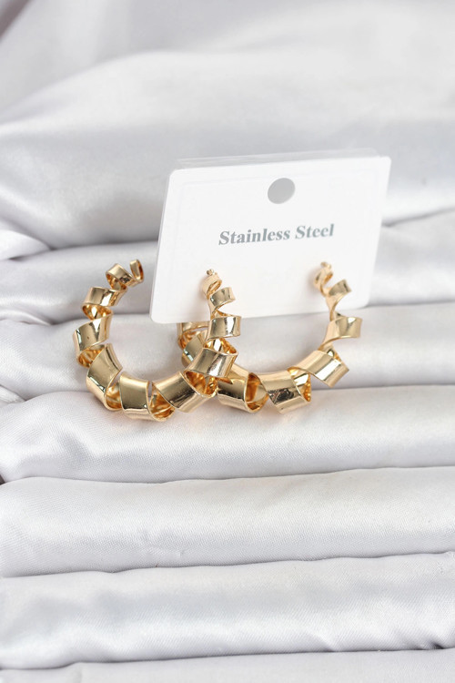 316L Çelik Gold Renk Spiral Halka Kadın Küpe TJ-BKP11823