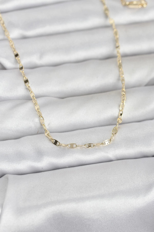 CM 14K Gold Renk Yassı Gemici Zincir Model 60 cm Kadın Kolye TJ-BKO10967