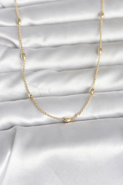 CM 14K Gold Renk Damla Topçuk Model Zincirli 60 cm Kadın Kolye TJ-BKO10980