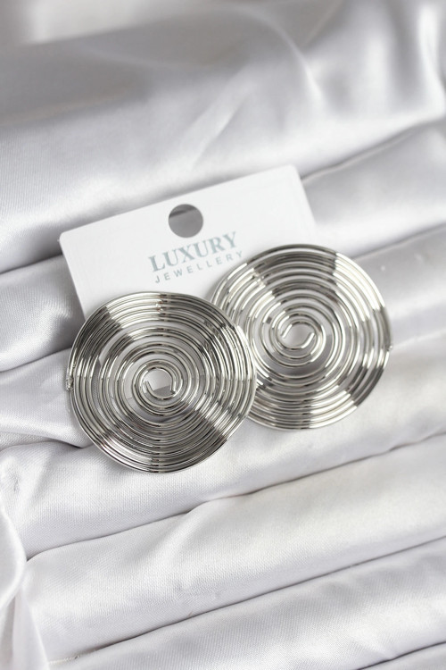 Pirinç Gümüş Renk Circle Model Kadın Küpe TJ-BKP11436