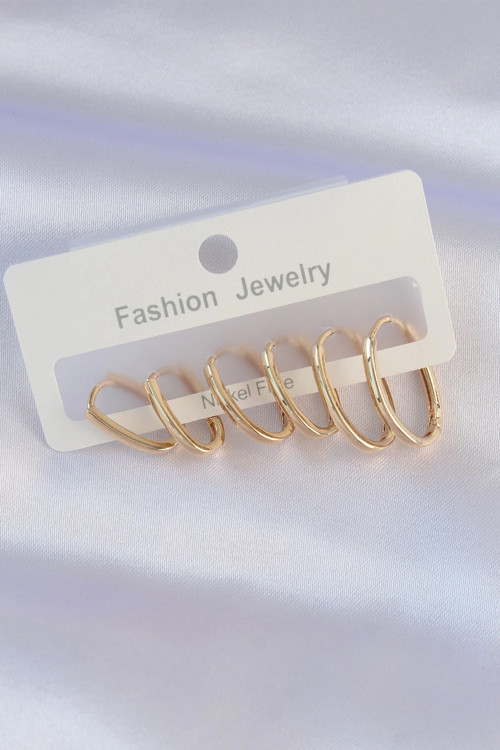 Pirinç Gold Renk İnce Oval Küpe Seti TJ-BKP8988