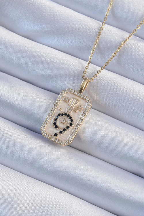 316L Çelik Zincir Renk Zirkon Taşlı Minimal Papatya Figürlü Tarot Kolye TJ-BKO9223