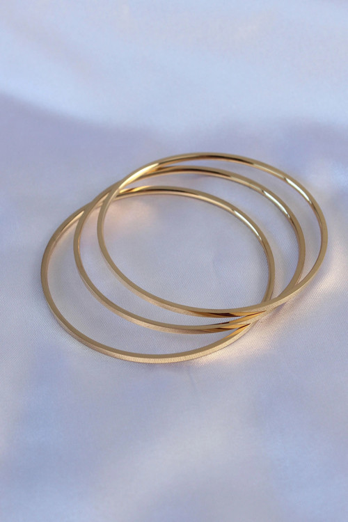 316L Çelik Gold Renk Ajda Model Kadın 60 mm Bilezik - TJ-BB5360