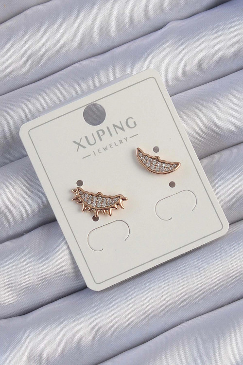 Xuping Rose Renk Zirkon Taşlı Ay ve Güneş Tasarımlı Küpe TJ-BKP9429