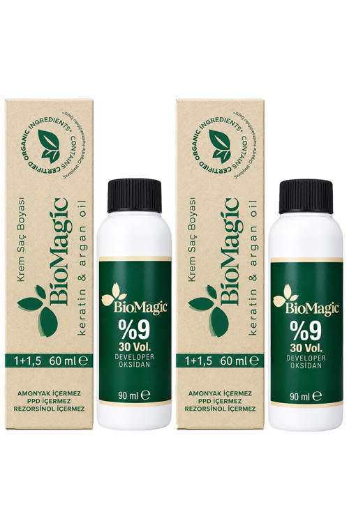 BioMagic Organik İçerikli Amonyaksız Saç Boyası 60 Ml. + Oksidan 90 Ml. (3'er Adet)
