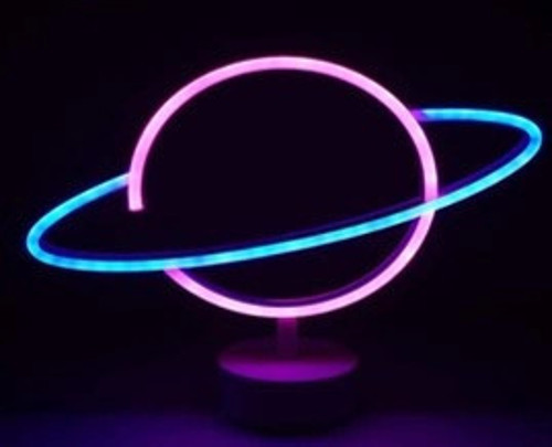 Neon Işıklı Satürn Lamba