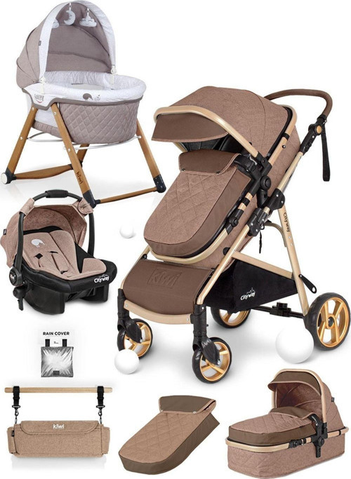 6 In 1 Yenidoğan Set City Way Bebek Arabası Ve Sleeper Sallanabilir Beşik-Kahverengi