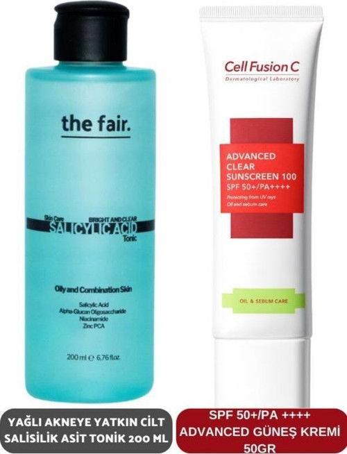 Yağlı Akneye Yatkın Cilt Salisilik Asit Tonik 200 ml ve SPF 50+/PA Advanced Güneş Kremi 50 gr