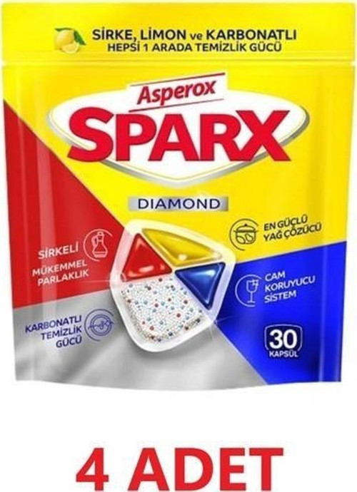 Sparx Bulaşık Makinesi Kapsül 30 Yıkama Yerli Üretim 4 Adet