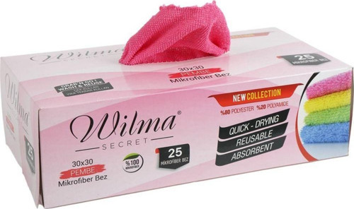 Mikrofiber Temizlik Bezi Kutulu 25 Adet 30X30CM 180GSM - Pembe – Araç, Mutfak, Banyo