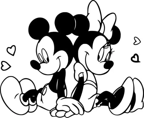 Mickey Minnie Sırt Sırta Sticker (Oto-Motor-Laptop-Duvar-Dekor) 10 x 8 cm