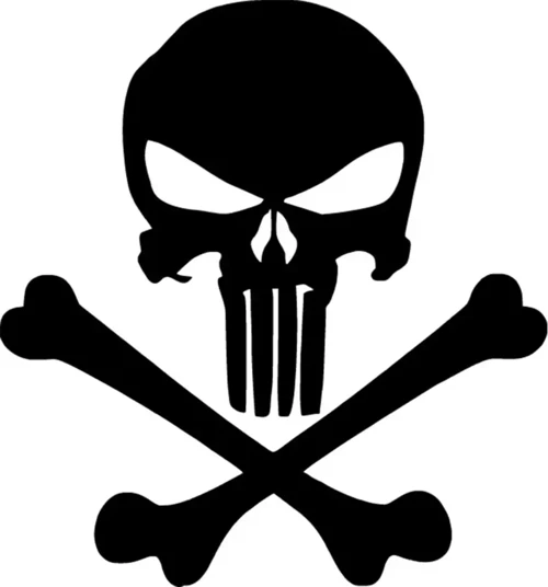 Punisher Kemikler Sticker (Oto-Motor-Laptop-Duvar-Dekor) 10 x 11 cm