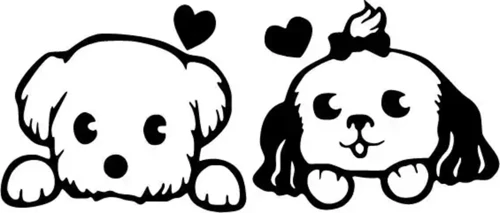 Sevimli Köpekler Sticker (Oto-Motor-Laptop-Duvar-Dekor) 10 x 4 cm