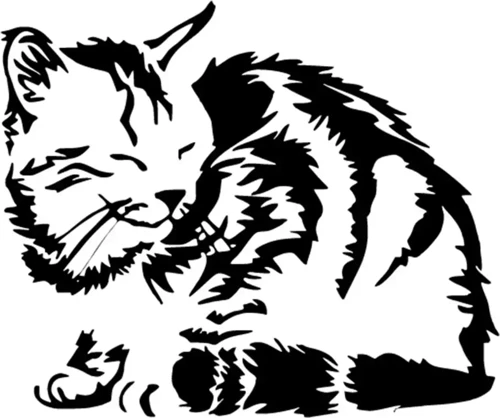 Uyuyan Kedi Sticker (Oto-Motor-Laptop-Duvar-Dekor) 10 x 8 cm