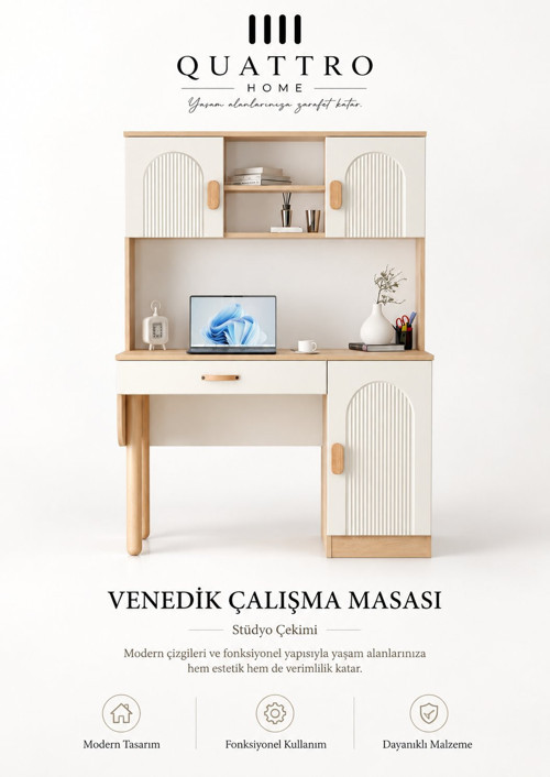 VENEDİK KİTAPLIKLI ÇALIŞMA MASASI