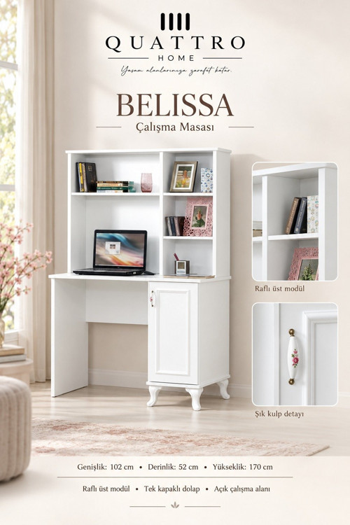 Belissa Kitaplıklı Çalışma Masası