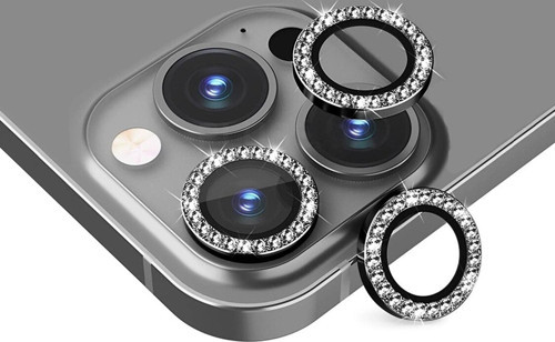 iPhone 14 Pro / 14 Pro Max Taşlı Metal Kamera Lens Koruyucu 3lü Set