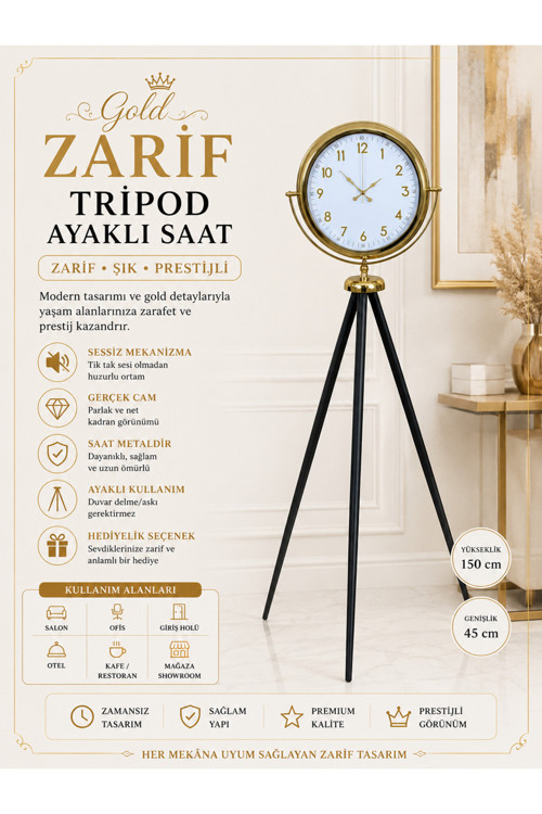 Heritage Gold Zarif Tripod Ayaklı Saat