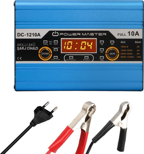 12-24 VOLT MAX 10 AMPER DİGİTAL EKRANLI AKILLI AKÜ ŞARJ CİHAZI (2818)