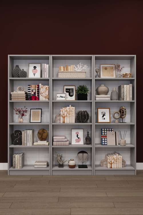 Lüks 15 Raflı Ev Ofis Kitaplık %100 MDF Modern Dekoratif Kütüphane Kitaplık K004