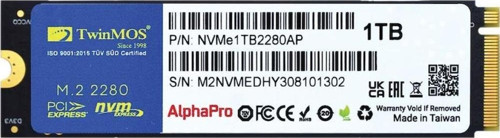 Twınmos Nvme1Tb2280Ap Alphapro M.2 1Tb (3600/3250Mb/S) Pcıe + Nvme (3D Nand) Ssd Disk (22X80Mm)