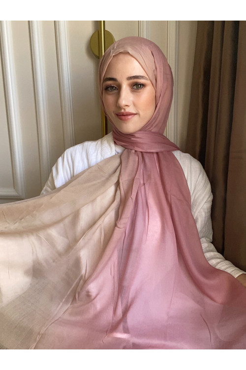 Dubai Degrade Şal - Gül Kurusu / Taş
