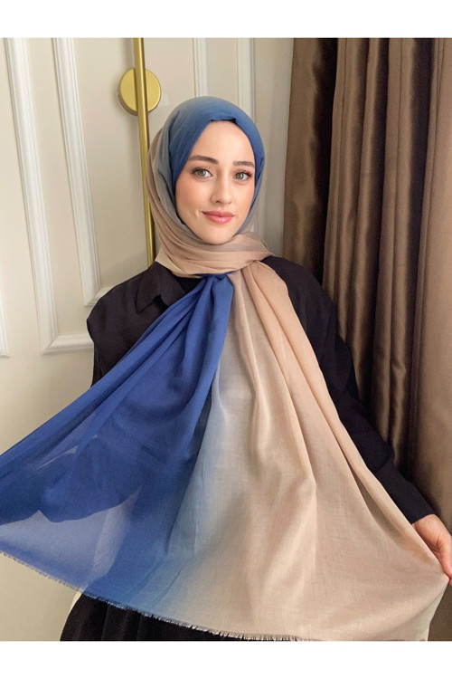 Dubai Degrade Şal / Lacivert Bej