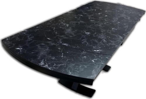 Masa 18109 X AYAK Model Metal Nikelaj Dikdörtgen Yan Açılı Siyah mermer MDF Tabla