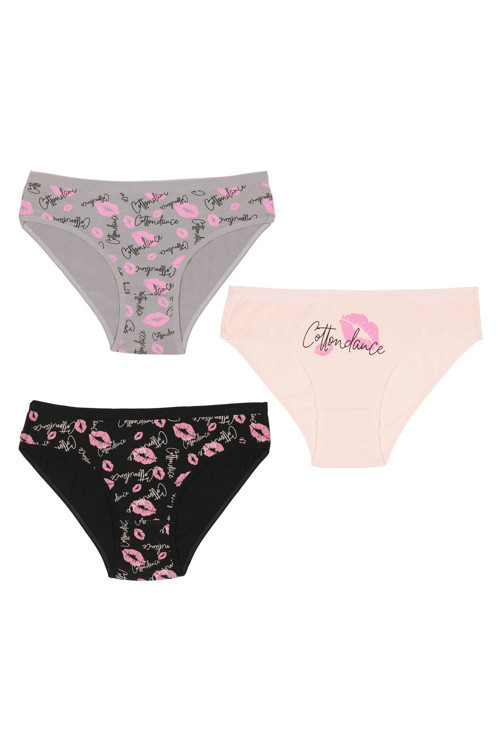 Pamuklu Kadın Külot Baskılı 3’Lü Paket Desenli Slip Bikini Külot