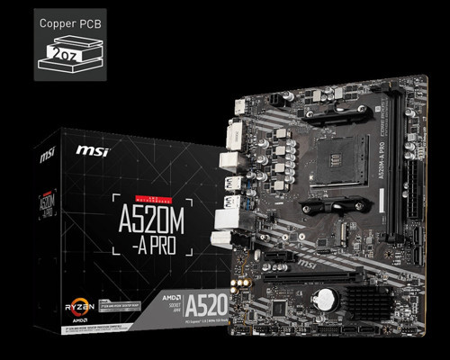 A520M-A PRO DDR4 4600MHZ 1XHDMI 1XDVI 1XM.2 USB 3.2 MATX AM4 (AMD AM4 5000/4000/3000 SERİLERİ İL