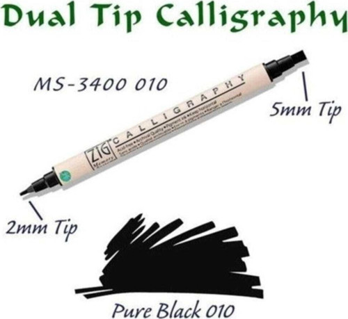 Calligraphy Çift Uçlu Kaligrafi Kalemi 2 Mm + 5 Mm 010 Pure Black