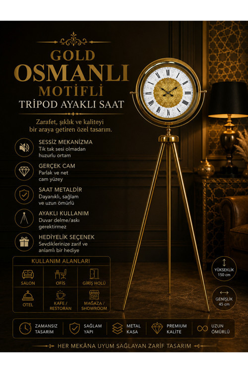 Osmanlı Motifli Tripod Ayaklı Saat