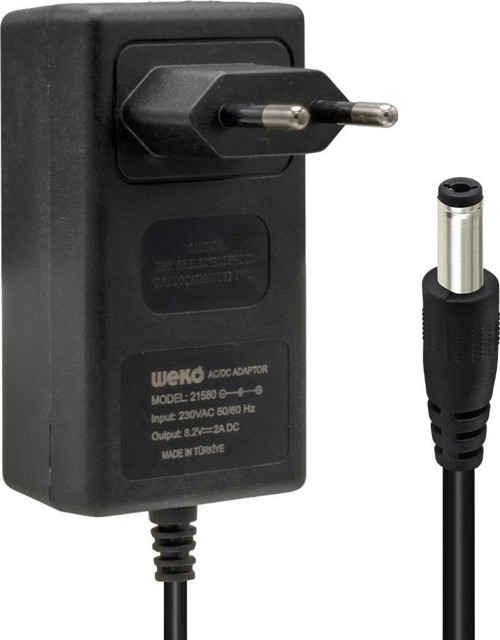 8.2 VOLT - 2 AMPER 5.5*2.5 UÇLU YERLİ ÜRETİM PLASTİK KASA PRİZ TİPİ ADAPTÖR (2818)
