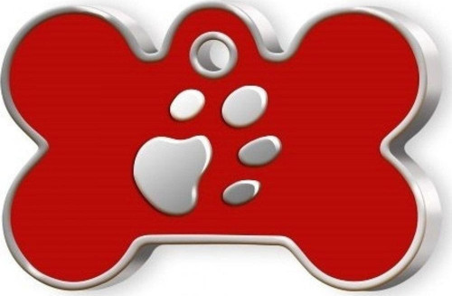 Kemik Şeklinde Mineli Büyük Köpek Künyesi Krımızı